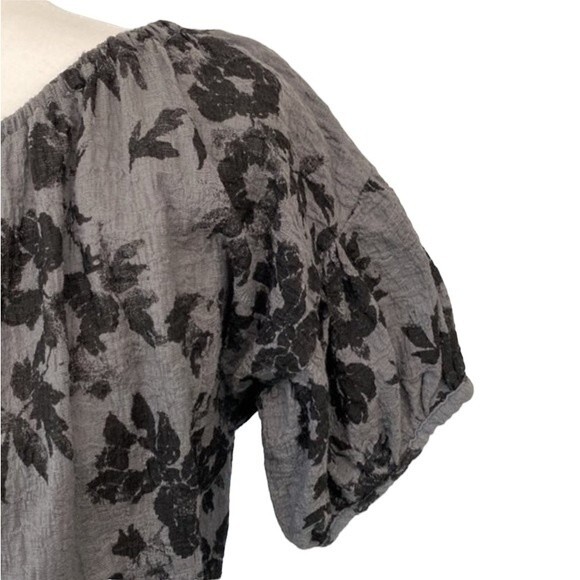 Free People Shades Of Cool Floral Ruffle Off The Shoulder Top Short Sleeves - Picture 3 of 14